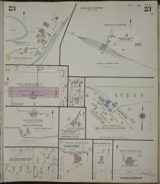 Sanborn Fire Insurance Map from Herrin, Williamson County, Illinois (1947), Sheet #0023 - Historic Sanborn Fire Insurance Map Print, vintage old map wall art, antique decor, genealogy gift, Illinois Illinois map