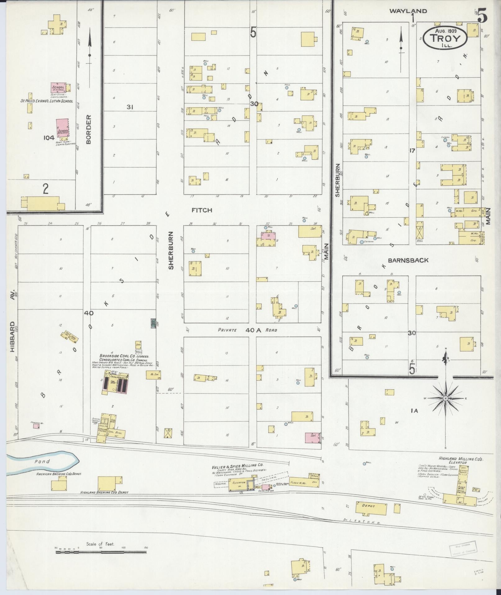 Sanborn Fire Insurance Map from Troy, Madison County, Illinois (1909), Sheet #0005 - Complete Map Set gallery image, historic Sanborn map, vintage wall art, Illinois Illinois