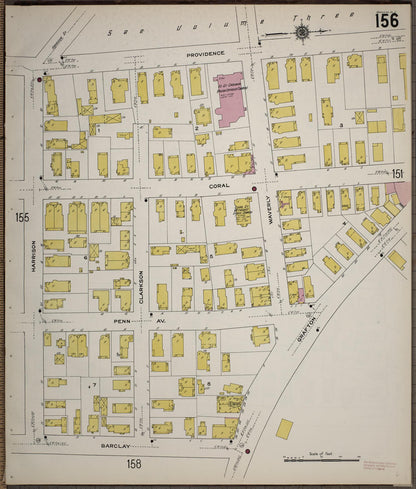 Sanborn Fire Insurance Map from Worcester, Worcester County, Massachusetts (1910), Sheet #0156 - Historic Sanborn Fire Insurance Map Print, vintage old map wall art, antique decor, genealogy gift, Massachusetts Massachusetts map