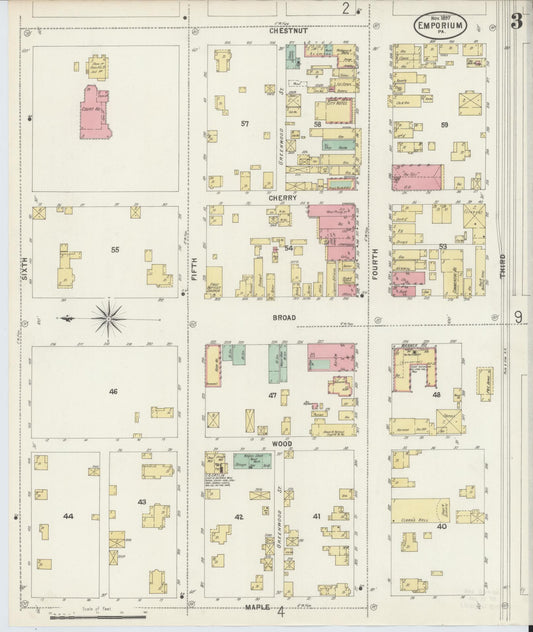 Sanborn Fire Insurance Map from Emporium, Cameron County, Pennsylvania (1897), Sheet #0003 - Historic Sanborn Fire Insurance Map Print, vintage old map wall art, antique decor, genealogy gift, Pennsylvania Pennsylvania map