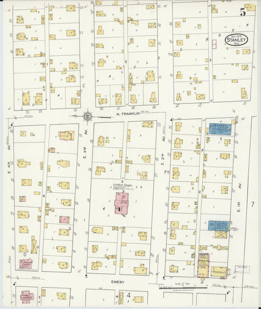 Sanborn Fire Insurance Map from Stanley, Chippewa County, Wisconsin (1919), Sheet #0005 - Historic Sanborn Fire Insurance Map Print, vintage old map wall art, antique decor, genealogy gift, Wisconsin Wisconsin map