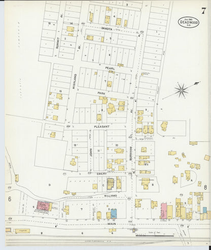 Sanborn Fire Insurance Map from Deadwood, Lawrence County, South Dakota (1903), Sheet #0007 - Complete Map Set gallery image, historic Sanborn map, vintage wall art, South Dakota South Dakota