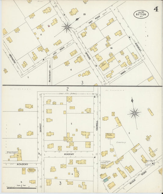 Sanborn Fire Insurance Map from Afton, Chenango County, New York (1903), Sheet #0004 - Historic Sanborn Fire Insurance Map Print, vintage old map wall art, antique decor, genealogy gift, New York New York map