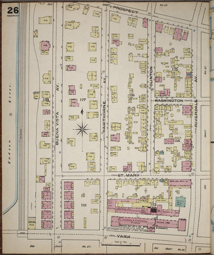 Sanborn Fire Insurance Map from Yonkers, Westchester County, New York (1886), Sheet #0026 - Historic Sanborn Fire Insurance Map Print, vintage old map wall art, antique decor, genealogy gift, New York New York map