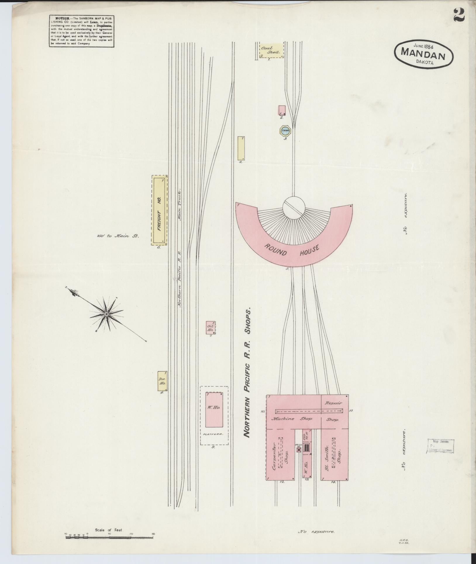 Sanborn Fire Insurance Map from Mandan, Morton County, North Dakota (1884), Sheet #0002 - Complete Map Set gallery image, historic Sanborn map, vintage wall art, North Dakota North Dakota