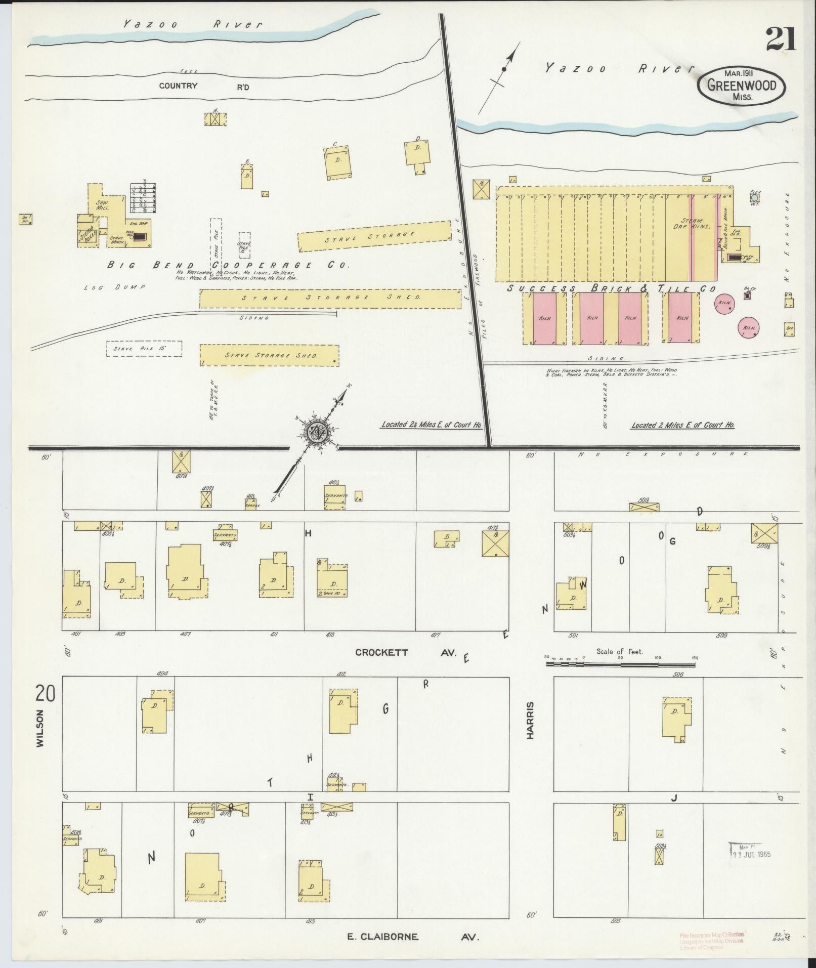 Sanborn Fire Insurance Map from Greenwood, Leflore County, Mississippi (1911), Sheet #0021 - Historic Sanborn Fire Insurance Map Print, vintage old map wall art, antique decor, genealogy gift, Mississippi Mississippi map