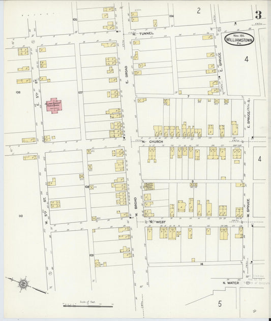 Sanborn Fire Insurance Map from Williamstown, Dauphin County, Pennsylvania (1911), Sheet #0003 - Historic Sanborn Fire Insurance Map Print, vintage old map wall art, antique decor, genealogy gift, Pennsylvania Pennsylvania map
