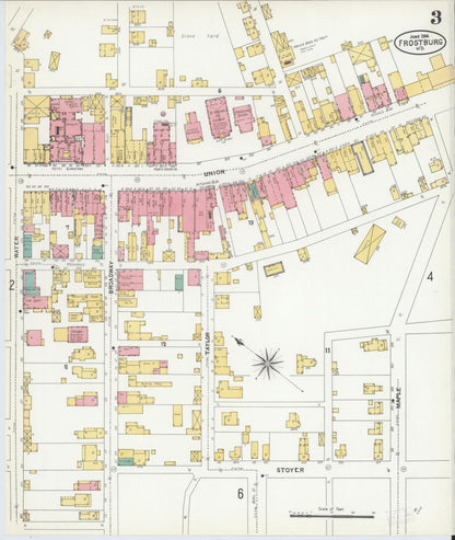 Sanborn Fire Insurance Map from Frostburg, Allegany County, Maryland (1904), Sheet #0003 - Complete Map Set gallery image, historic Sanborn map, vintage wall art, Maryland Maryland