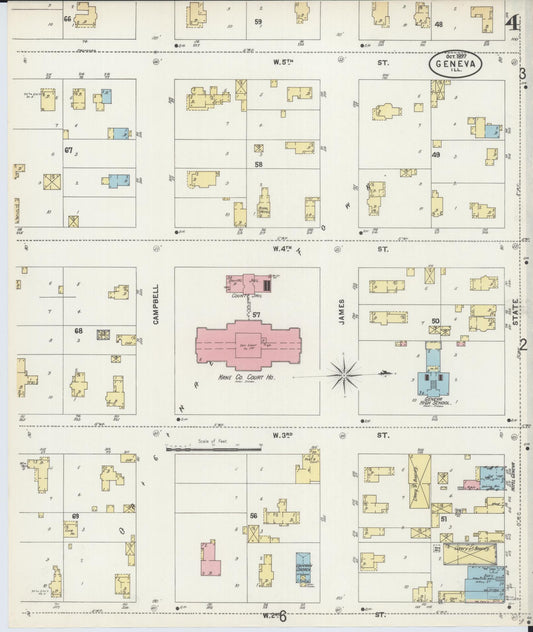 Sanborn Fire Insurance Map from Geneva, Kane County, Illinois (1897), Sheet #0004 - Historic Sanborn Fire Insurance Map Print, vintage old map wall art, antique decor, genealogy gift, Illinois Illinois map