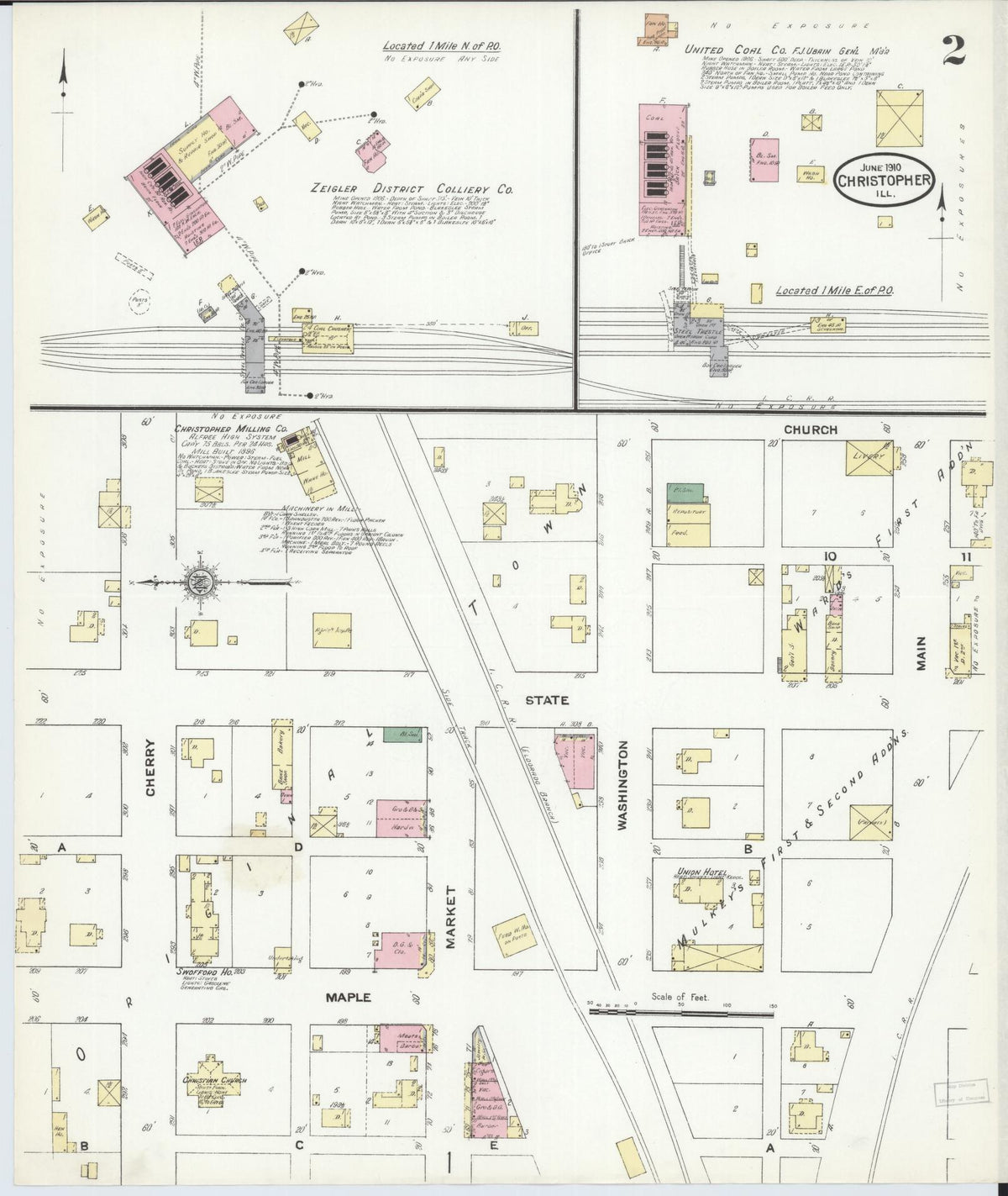 Sanborn Fire Insurance Map from Christopher, Franklin County, Illinois (1910), Sheet #0002 - Complete Map Set gallery image, historic Sanborn map, vintage wall art, Illinois Illinois