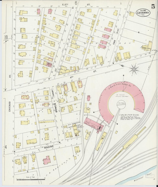 Sanborn Fire Insurance Map from Savanna, Carroll County, Illinois (1897), Sheet #0005 - Historic Sanborn Fire Insurance Map Print, vintage old map wall art, antique decor, genealogy gift, Illinois Illinois map