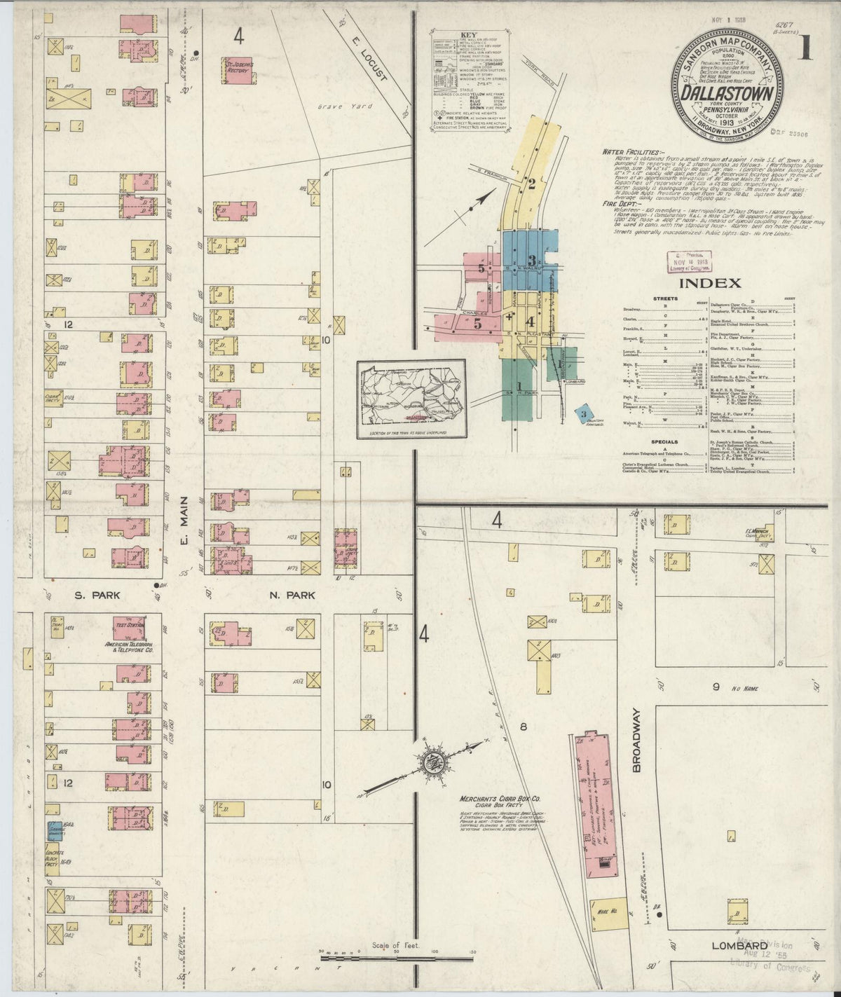 Sanborn Fire Insurance Map from Dallastown, York County, Pennsylvania (1913), Sheet #0001 - Complete Map Set gallery image, historic Sanborn map, vintage wall art, Pennsylvania Pennsylvania