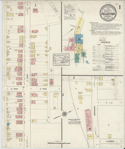 Sanborn Fire Insurance Map from Dallastown, York County, Pennsylvania (1913), Sheet #0001 - Complete Map Set gallery image, historic Sanborn map, vintage wall art, Pennsylvania Pennsylvania