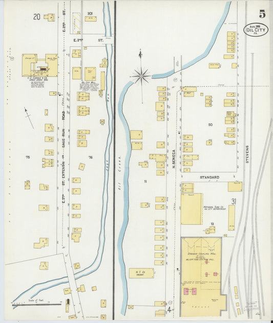 Sanborn Fire Insurance Map from Oil City, Venango County, Pennsylvania (1906), Sheet #0005 - Historic Sanborn Fire Insurance Map Print, vintage old map wall art, antique decor, genealogy gift, Pennsylvania Pennsylvania map