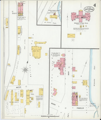 Sanborn Fire Insurance Map from West Bend, Washington County, Wisconsin (1900), Sheet #0004 - Complete Map Set gallery image, historic Sanborn map, vintage wall art, Wisconsin Wisconsin