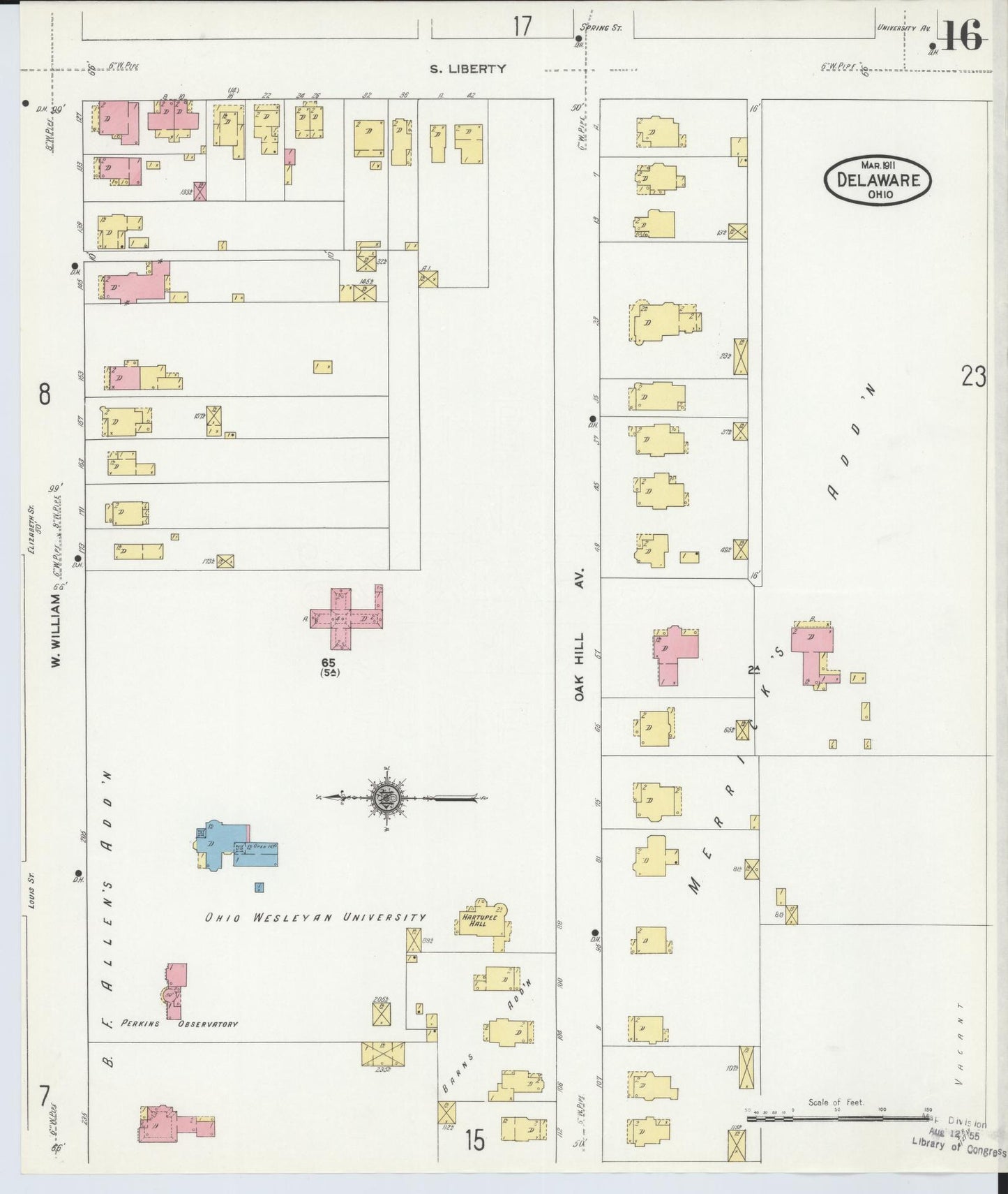 Sanborn Fire Insurance Map from Delaware, Delaware County, Ohio (1911), Sheet #0016 - Complete Map Set gallery image, historic Sanborn map, vintage wall art, Ohio Ohio