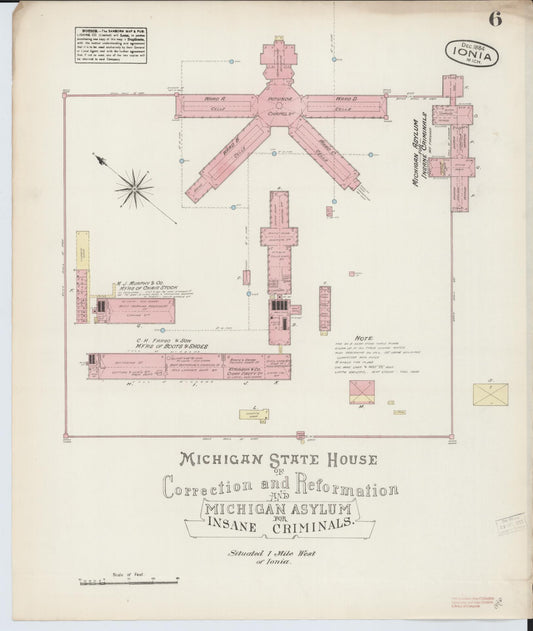 Sanborn Fire Insurance Map from Ionia, Ionia County, Michigan (1884), Sheet #0006 - Historic Sanborn Fire Insurance Map Print, vintage old map wall art, antique decor, genealogy gift, Michigan Michigan map