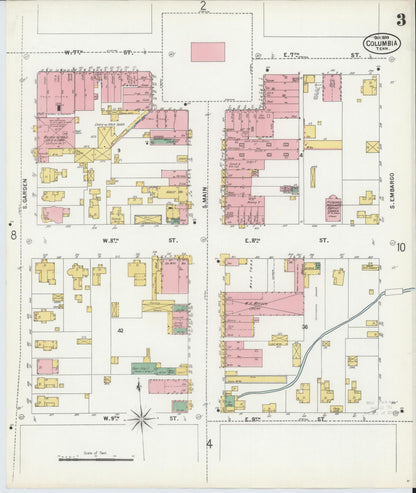 Sanborn Fire Insurance Map from Columbia, Maury County, Tennessee (1899), Sheet #0003 - Complete Map Set gallery image, historic Sanborn map, vintage wall art, Tennessee Tennessee