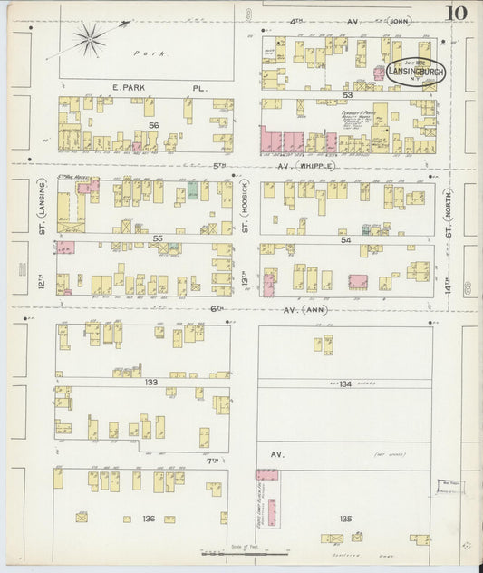 Sanborn Fire Insurance Map from Lansingburg, Rensselaer County, New York (1892), Sheet #0010 - Historic Sanborn Fire Insurance Map Print, vintage old map wall art, antique decor, genealogy gift, New York New York map