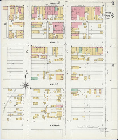 Sanborn Fire Insurance Map from Brainerd, Crow Wing County, Minnesota (1898), Sheet #0009 - Complete Map Set gallery image, historic Sanborn map, vintage wall art, Minnesota Minnesota