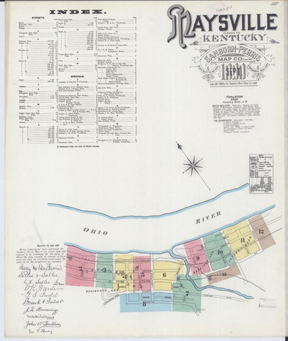 Sanborn Fire Insurance Map from Maysville, Mason County, Kentucky (1890), Sheet #0001 - Complete Map Set gallery image, historic Sanborn map, vintage wall art, Kentucky Kentucky