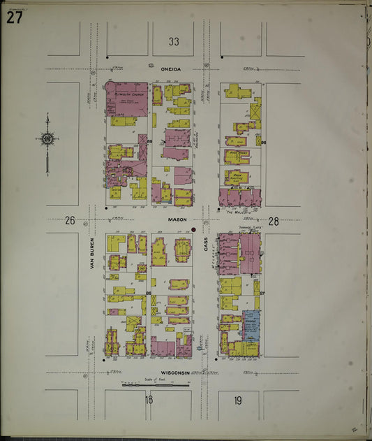 Sanborn Fire Insurance Map from Milwaukee, Milwaukee County, Wisconsin (1910), Sheet #0027 - Historic Sanborn Fire Insurance Map Print, vintage old map wall art, antique decor, genealogy gift, Wisconsin Wisconsin map