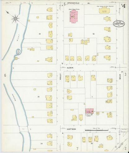 Sanborn Fire Insurance Map from Cranford, Union County, New Jersey (1908), Sheet #0004 - Complete Map Set gallery image, historic Sanborn map, vintage wall art, New Jersey New Jersey