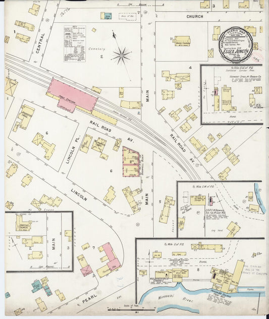 Sanborn Fire Insurance Map from Essex Junction, Chittenden County, Vermont (1894), Sheet #0001 - Historic Sanborn Fire Insurance Map Print, vintage old map wall art, antique decor, genealogy gift, Vermont Vermont map