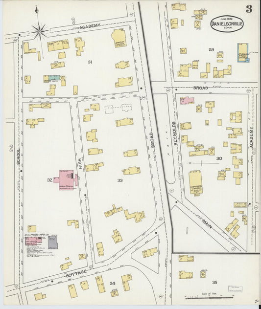 Sanborn Fire Insurance Map from Danielsonville, Windham County, Connecticut (1892), Sheet #0003 - Historic Sanborn Fire Insurance Map Print, vintage old map wall art, antique decor, genealogy gift, Connecticut Connecticut map