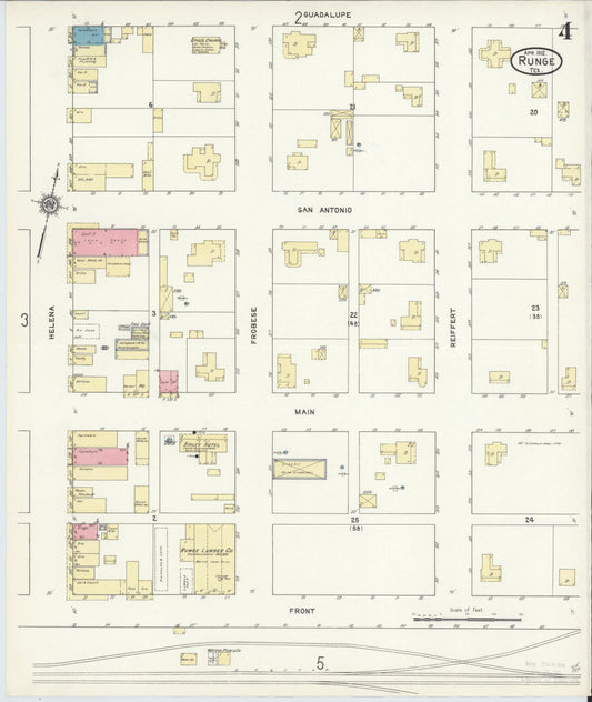 Sanborn Fire Insurance Map from Runge, Karnes County, Texas (1912), Sheet #0004 - Historic Sanborn Fire Insurance Map Print, vintage old map wall art, antique decor, genealogy gift, Texas Texas map
