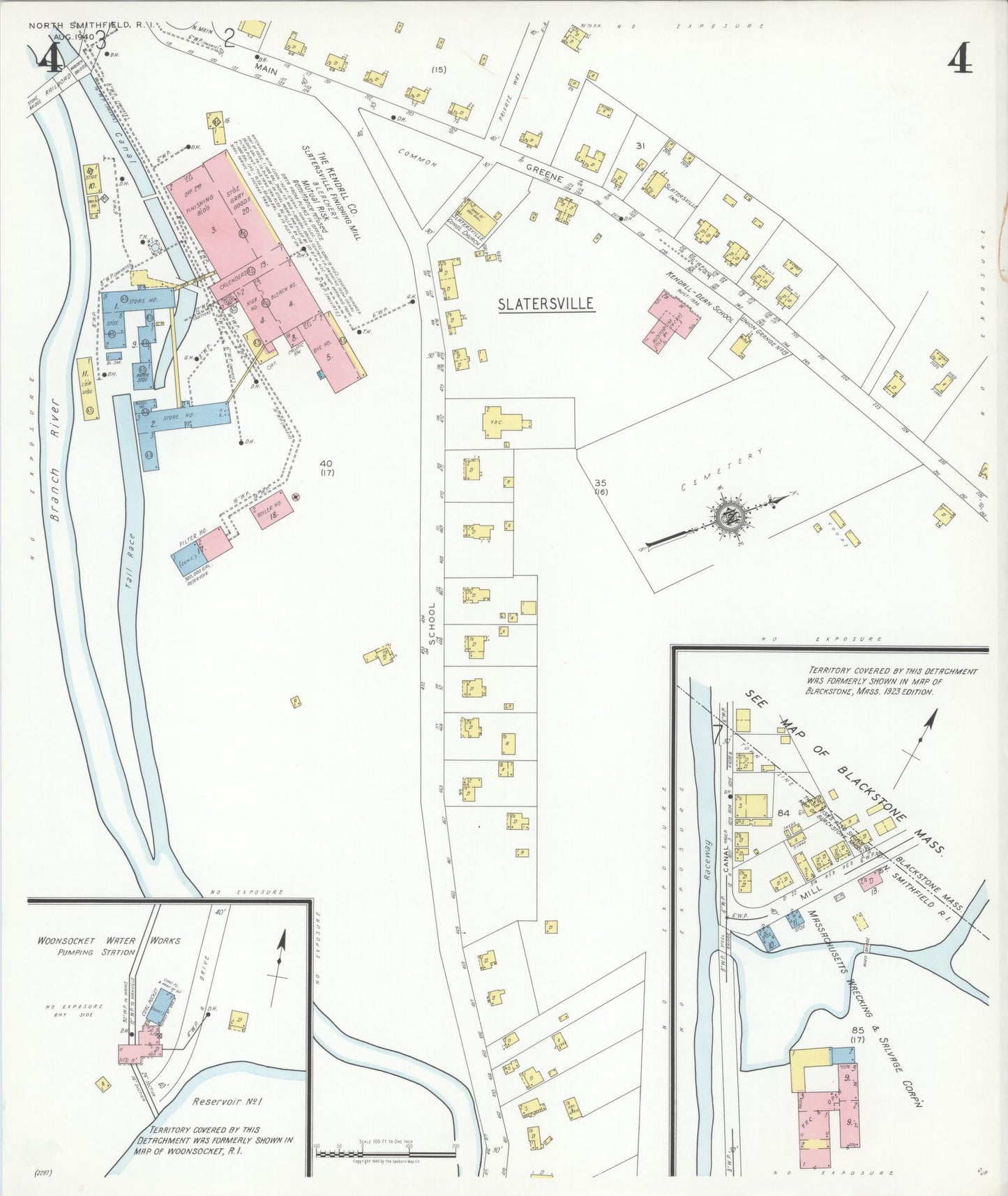 Sanborn Fire Insurance Map from North Smithfield, Providence County, Rhode Island (1940), Sheet #0004 - Complete Map Set gallery image, historic Sanborn map, vintage wall art, Rhode Island Rhode Island