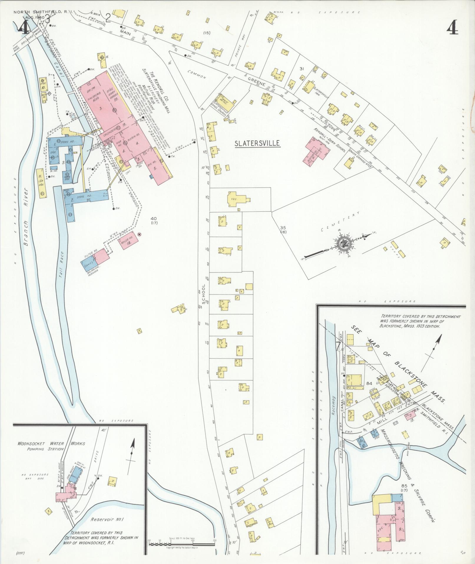 Sanborn Fire Insurance Map from North Smithfield, Providence County, Rhode Island (1940), Sheet #0004 - Complete Map Set gallery image, historic Sanborn map, vintage wall art, Rhode Island Rhode Island