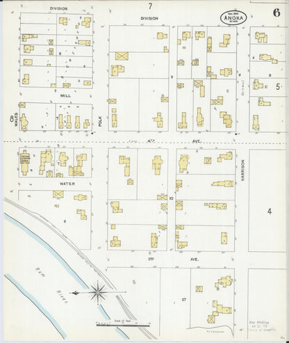 Sanborn Fire Insurance Map from Anoka, Anoka County, Minnesota (1904), Sheet #0006 - Complete Map Set gallery image, historic Sanborn map, vintage wall art, Minnesota Minnesota