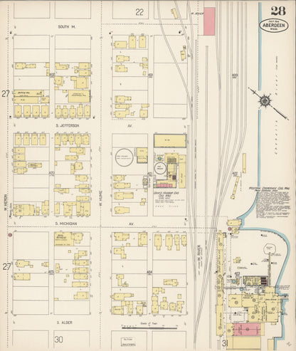 Sanborn Fire Insurance Map from Aberdeen, Grays Harbor County, Washington (1914), Sheet #0028 - Complete Map Set gallery image, historic Sanborn map, vintage wall art, Washington Washington