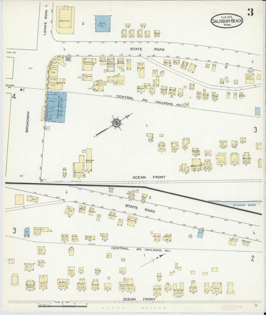 Sanborn Fire Insurance Map from Salisbury, Essex County, Massachusetts (1914), Sheet #0003 - Historic Sanborn Fire Insurance Map Print, vintage old map wall art, antique decor, genealogy gift, Massachusetts Massachusetts map