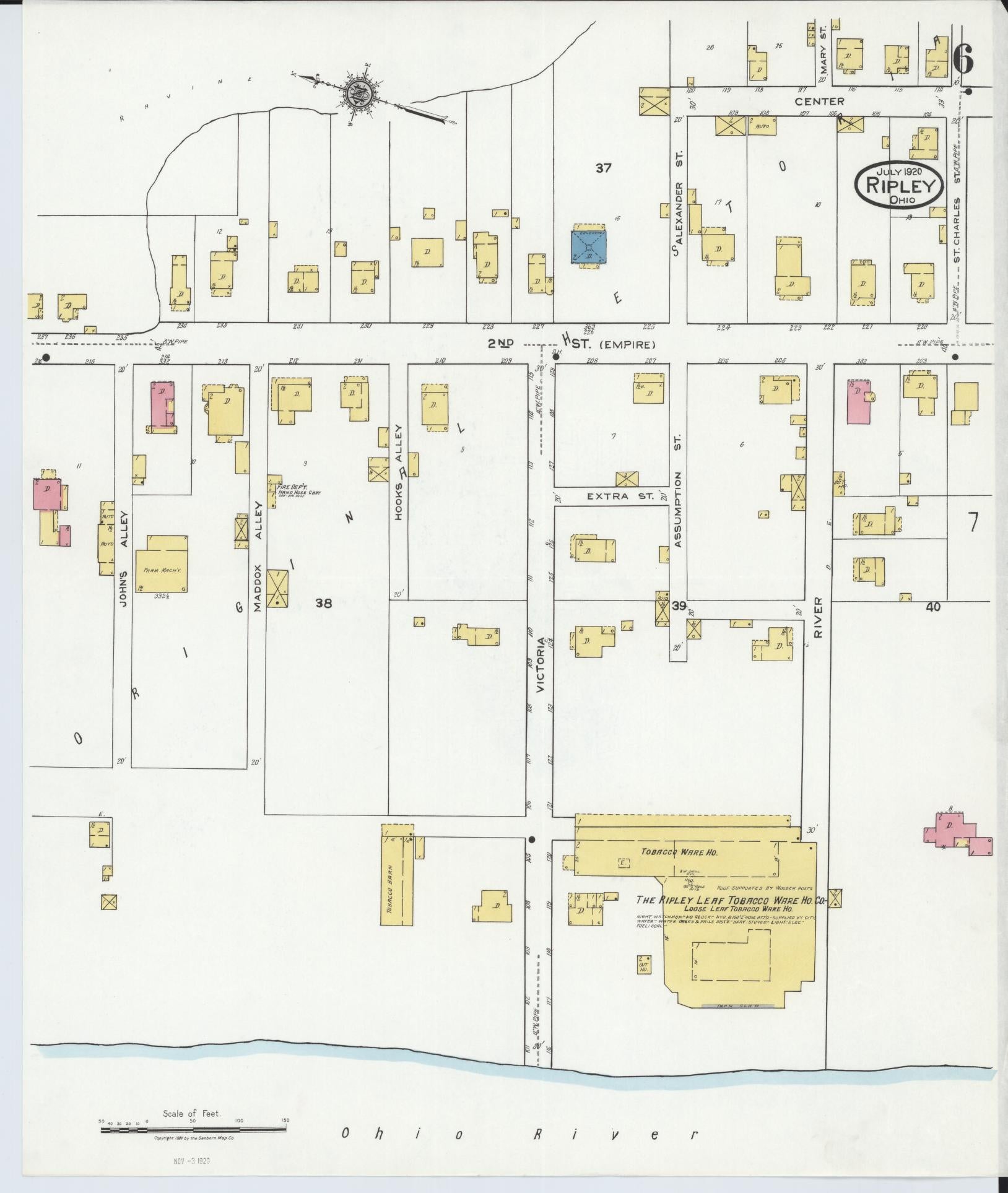 Sanborn Fire Insurance Map from Ripley, Brown County, Ohio (1920), Sheet #0006 - Complete Map Set gallery image, historic Sanborn map, vintage wall art, Ohio Ohio