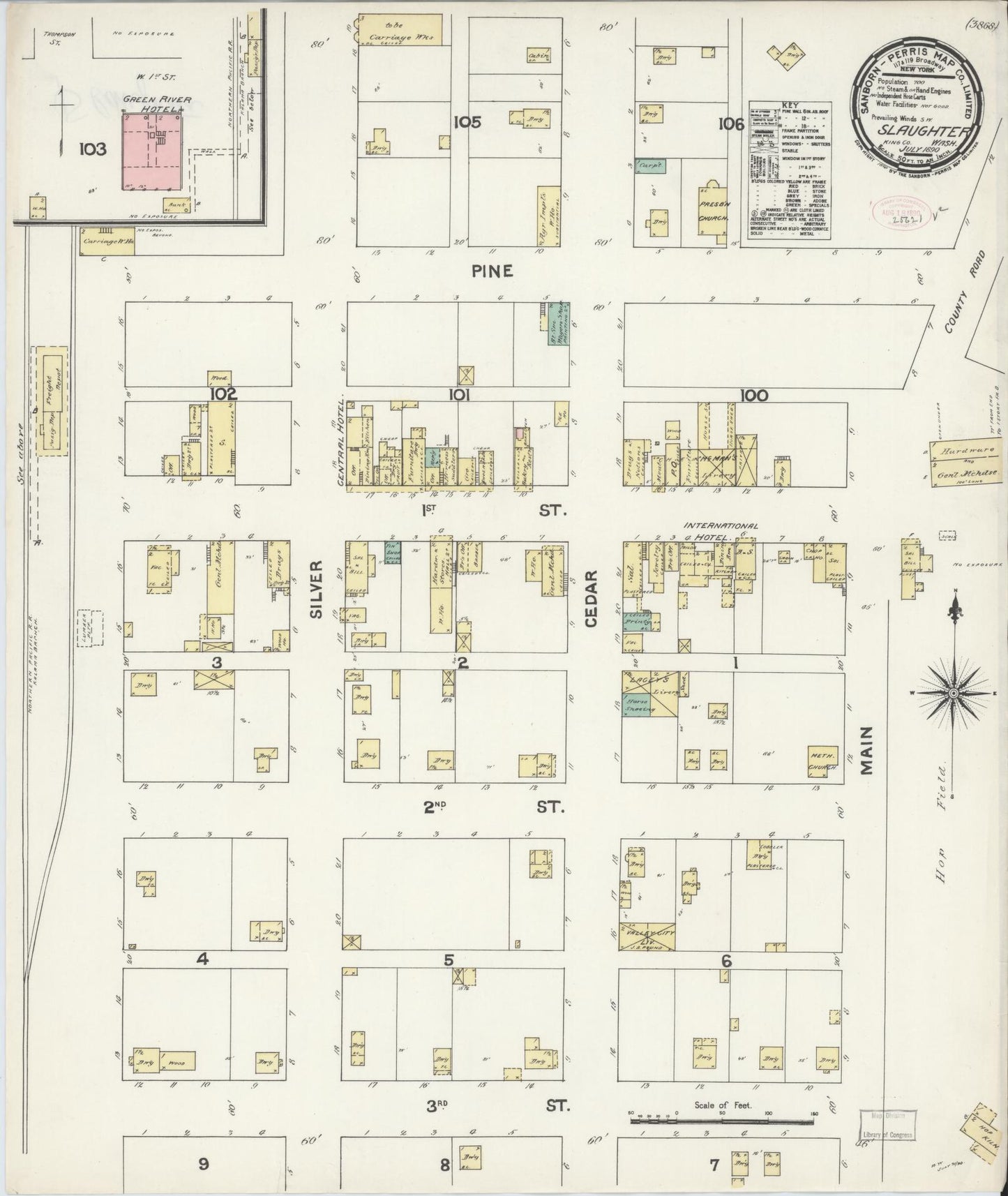 Sanborn Fire Insurance Map from Slaughter [see also Auburn], King County, Washington (1890), Sheet #0001 - Historic Sanborn Fire Insurance Map Print, vintage old map wall art, antique decor, genealogy gift, Washington Washington map
