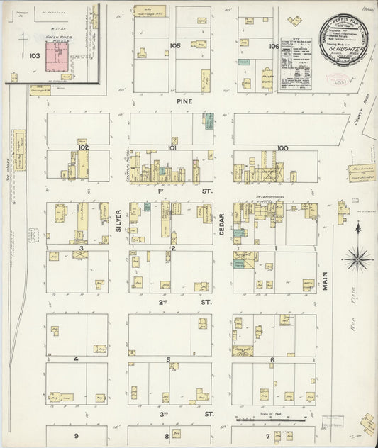 Sanborn Fire Insurance Map from Slaughter [see also Auburn], King County, Washington (1890), Sheet #0001 - Historic Sanborn Fire Insurance Map Print, vintage old map wall art, antique decor, genealogy gift, Washington Washington map