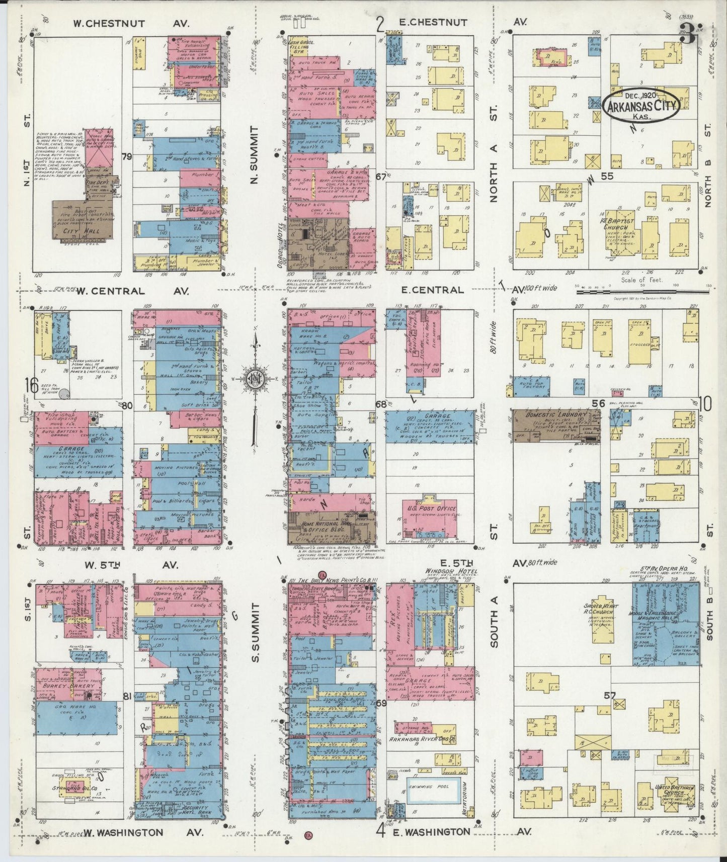 Sanborn Fire Insurance Map from Arkansas City, Cowley County, Kansas (1920), Sheet #0003 - Complete Map Set gallery image, historic Sanborn map, vintage wall art, Arkansas Arkansas