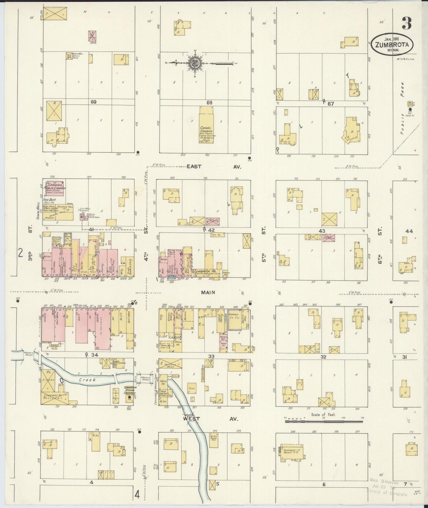 Sanborn Fire Insurance Map from Zumbrota, Goodhue County, Minnesota (1911), Sheet #0003 - Complete Map Set gallery image, historic Sanborn map, vintage wall art, Minnesota Minnesota