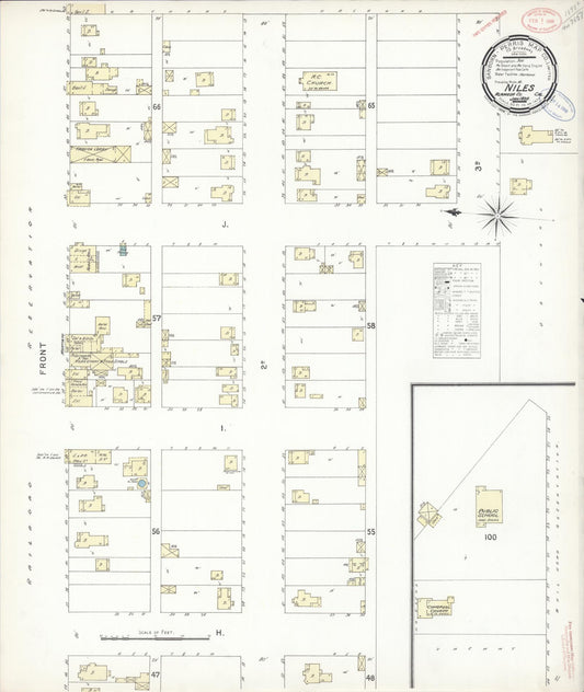 Sanborn Fire Insurance Map from Niles, Alameda County, California (1898), Sheet #0001 - Historic Sanborn Fire Insurance Map Print, vintage old map wall art, antique decor, genealogy gift, California California map