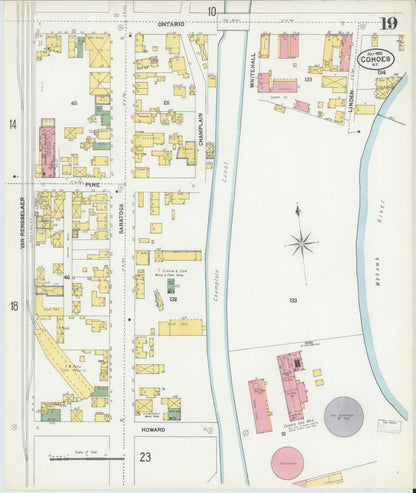 Sanborn Fire Insurance Map from Cohoes, Albany County, New York (1902), Sheet #0019 - Historic Sanborn Fire Insurance Map Print, vintage old map wall art, antique decor, genealogy gift, New York New York map