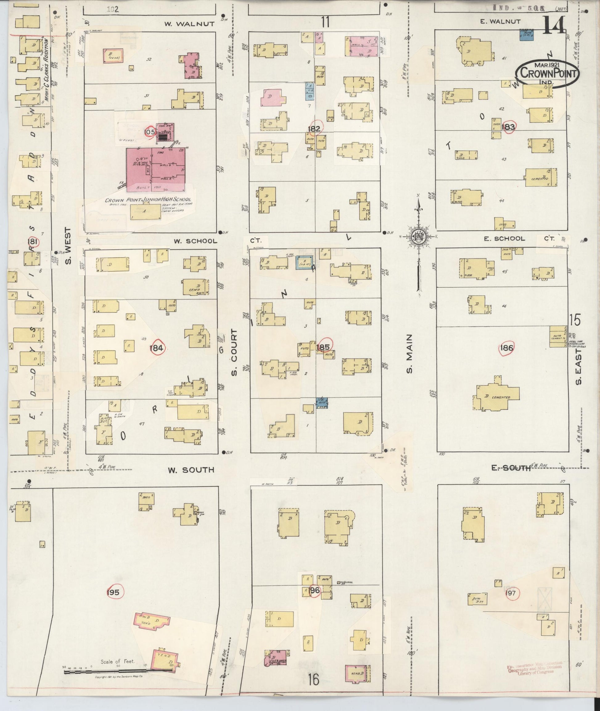 Sanborn Fire Insurance Map from Crown Point, Lake County, Indiana (1948), Sheet #0014 - Complete Map Set gallery image, historic Sanborn map, vintage wall art, Indiana Indiana