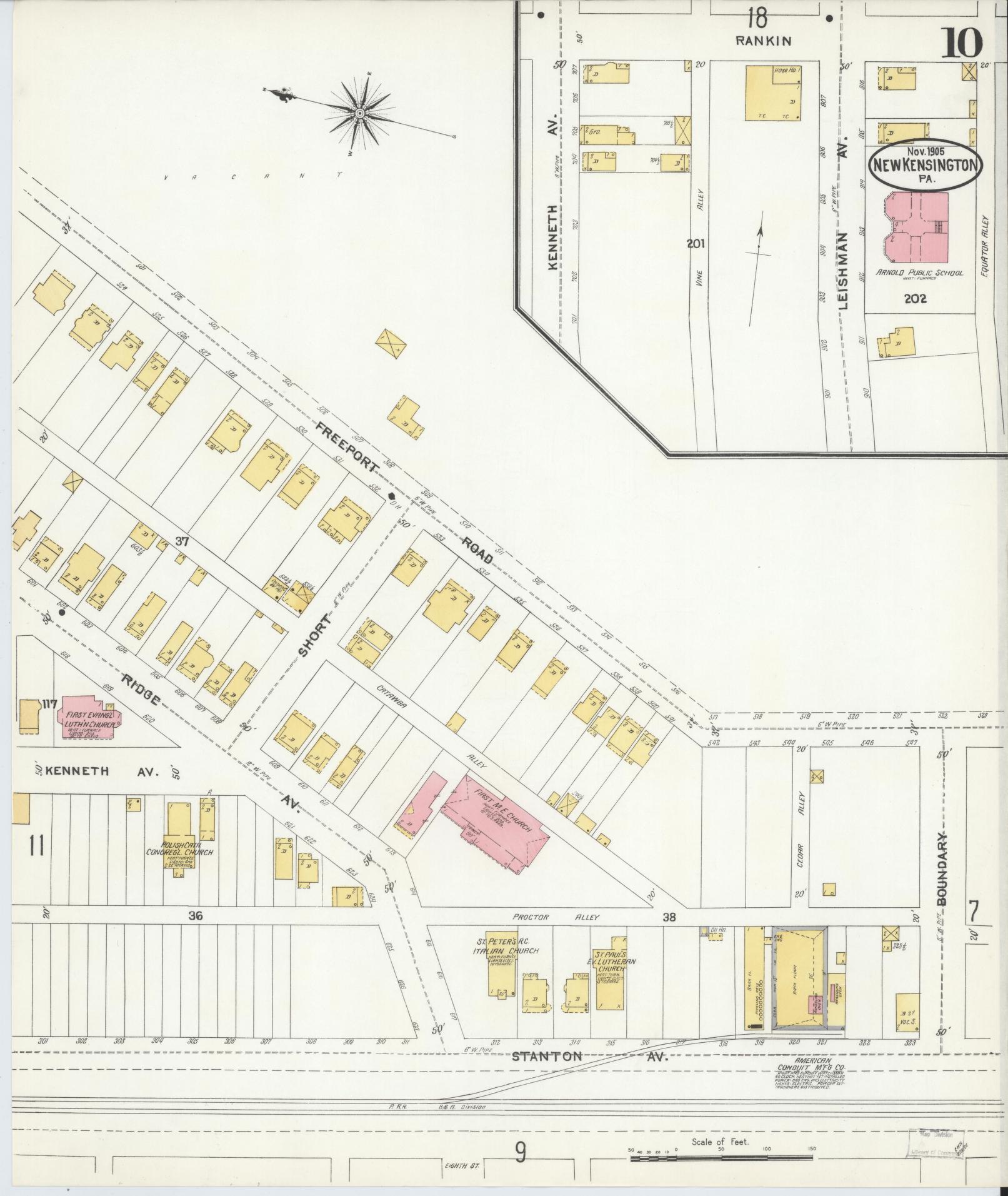 Sanborn Fire Insurance Map from New Kensington, Westmoreland County, Pennsylvania (1905), Sheet #0010 - Complete Map Set gallery image, historic Sanborn map, vintage wall art, Pennsylvania Pennsylvania