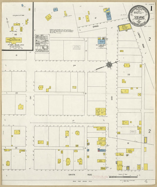 Sanborn Fire Insurance Map from Solvang, Santa Barbara County, California. (1921) – Historic Sanborn Fire Insurance Map Print