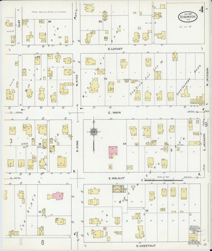 Sanborn Fire Insurance Map from Robinson, Crawford County, Illinois (1910), Sheet #0004 - Historic Sanborn Fire Insurance Map Print, vintage old map wall art, antique decor, genealogy gift, Illinois Illinois map