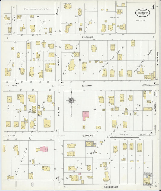 Sanborn Fire Insurance Map from Robinson, Crawford County, Illinois (1910), Sheet #0004 - Historic Sanborn Fire Insurance Map Print, vintage old map wall art, antique decor, genealogy gift, Illinois Illinois map