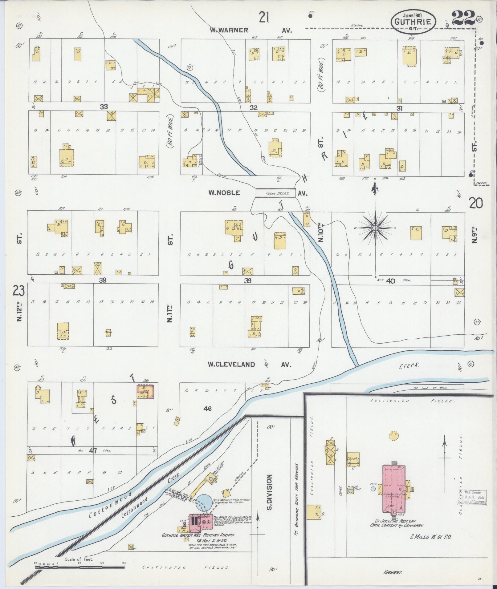 Sanborn Fire Insurance Map from Guthrie, Logan County, Oklahoma (1901), Sheet #0022 - Complete Map Set gallery image, historic Sanborn map, vintage wall art, Oklahoma Oklahoma