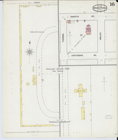Sanborn Fire Insurance Map from Grand Forks, Grand Forks County, North Dakota (1892), Sheet #0016 - Complete Map Set gallery image, historic Sanborn map, vintage wall art, North Dakota North Dakota