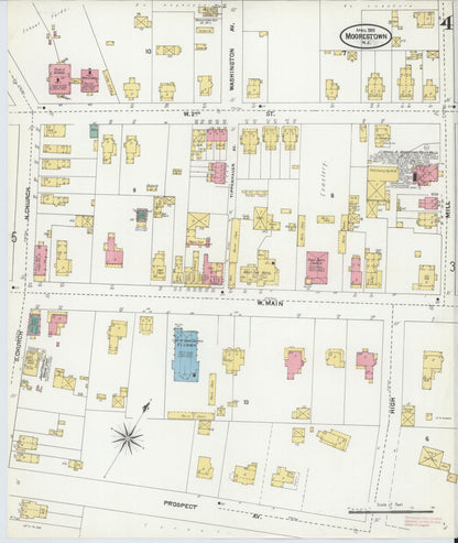 Sanborn Fire Insurance Map from Moorestown, Burlington County, New Jersey (1905), Sheet #0004 - Complete Map Set gallery image, historic Sanborn map, vintage wall art, New Jersey New Jersey